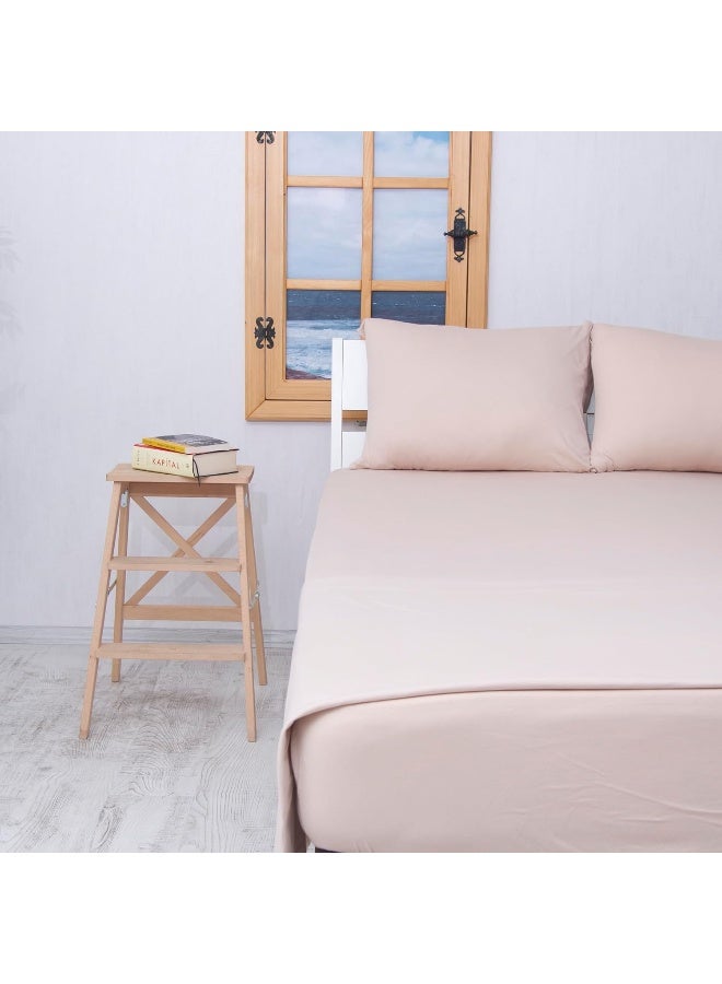 Venice Home 100% Cotton Bed Sheet Set with Deep Pocket - T-Shirt Fabric Jersey Knit - Extra Soft - Easy Fit - 4 Piece Set with Pillowcases - All Season - Comfy – 4 pcs (Beige, Full)  - Image 1