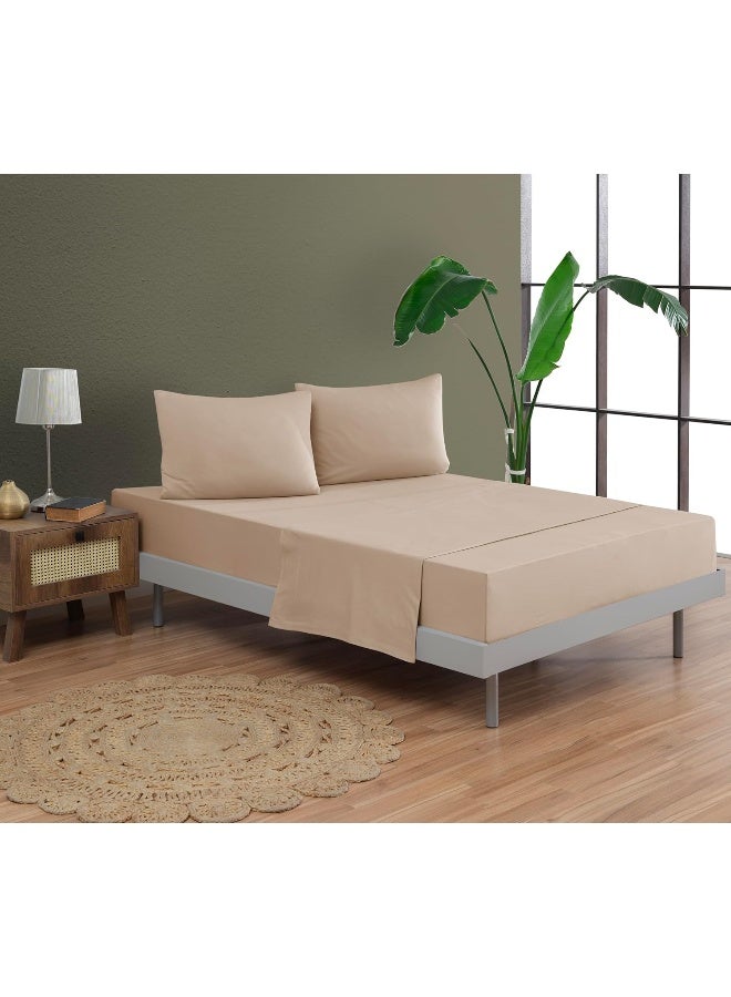 Venice Home 100% Cotton Bed Sheet Set with Deep Pocket - T-Shirt Fabric Jersey Knit - Extra Soft - Easy Fit - 4 Piece Set with Pillowcases - All Season - Comfy – 4 pcs (Beige, Full)  - Image 4