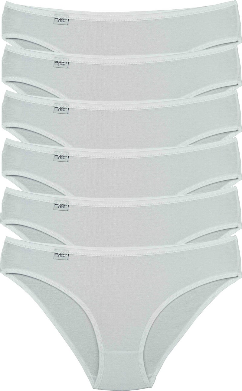 Bluence Women's White 6 Pack Lycra Slip Panties
