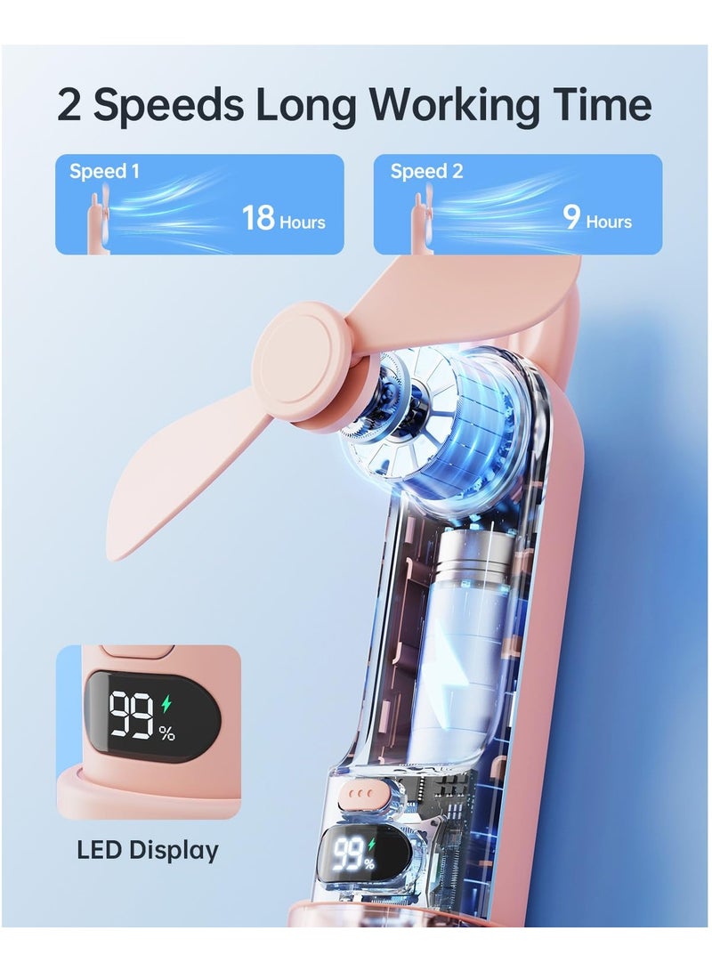 Compact USB Rechargeable Handheld Fan with LED Display, Cute Mini Travel Fan for Women and Girls, Ideal for Eyelash Extensions and On-the-Go Use - Image 2