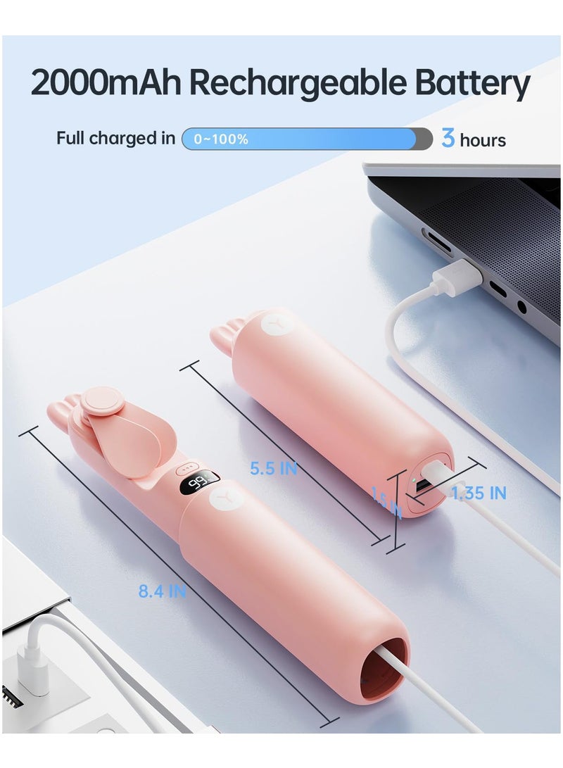 Compact USB Rechargeable Handheld Fan with LED Display, Cute Mini Travel Fan for Women and Girls, Ideal for Eyelash Extensions and On-the-Go Use - Image 5