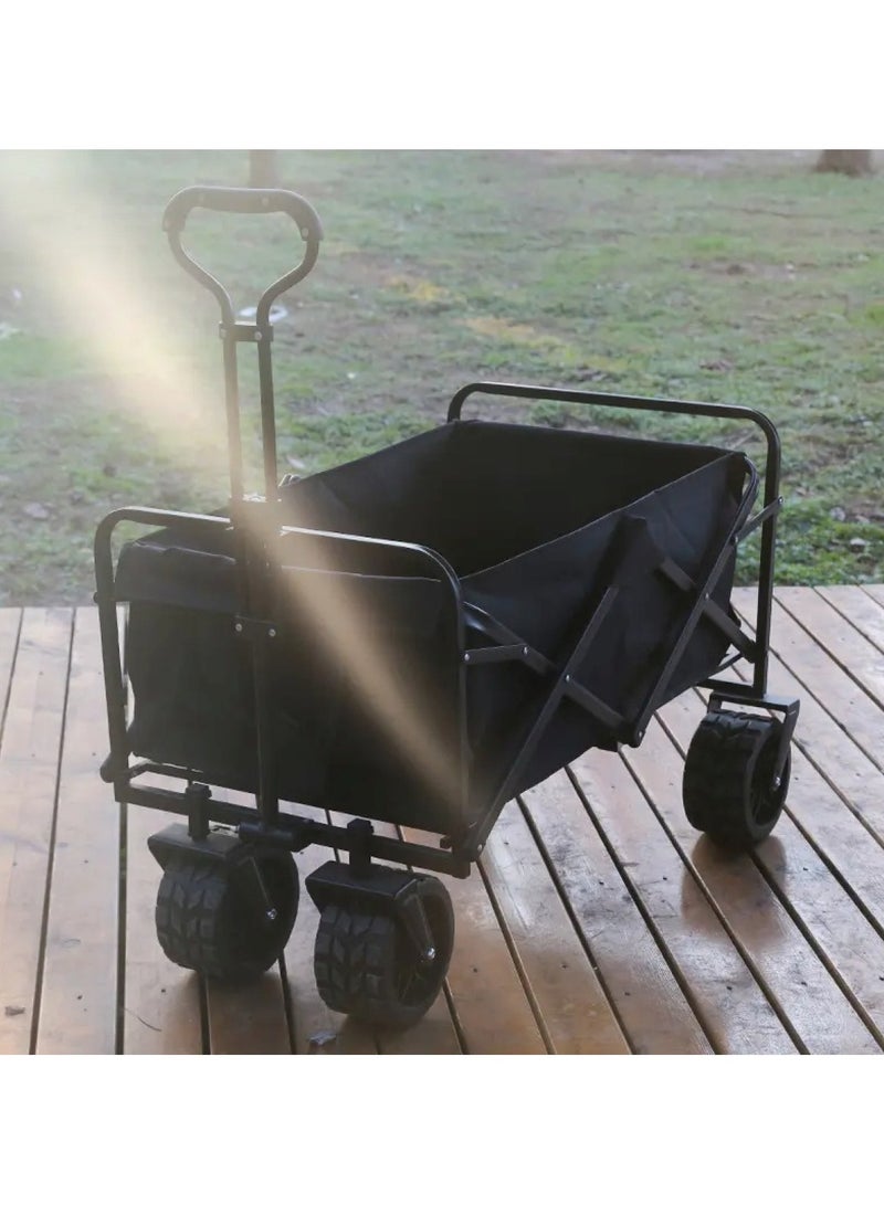 Huitich Heavy-Duty Folding Utility Wagon Cart with 4 Wheels – 97 x 51 x 56 cm, Black - Image 3
