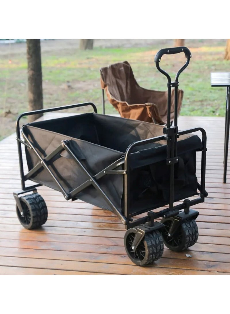 Huitich Heavy-Duty Folding Utility Wagon Cart with 4 Wheels – 97 x 51 x 56 cm, Black - Image 5