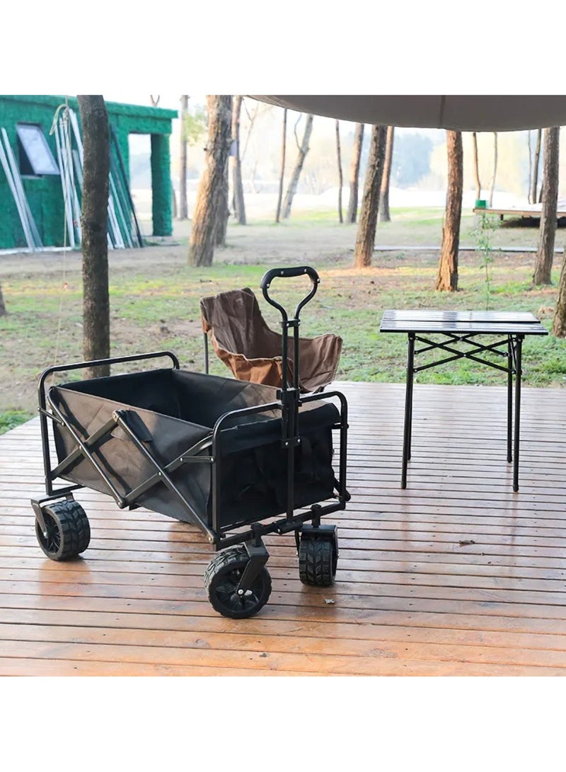 Huitich Heavy-Duty Folding Utility Wagon Cart with 4 Wheels – 97 x 51 x 56 cm, Black - Image 4