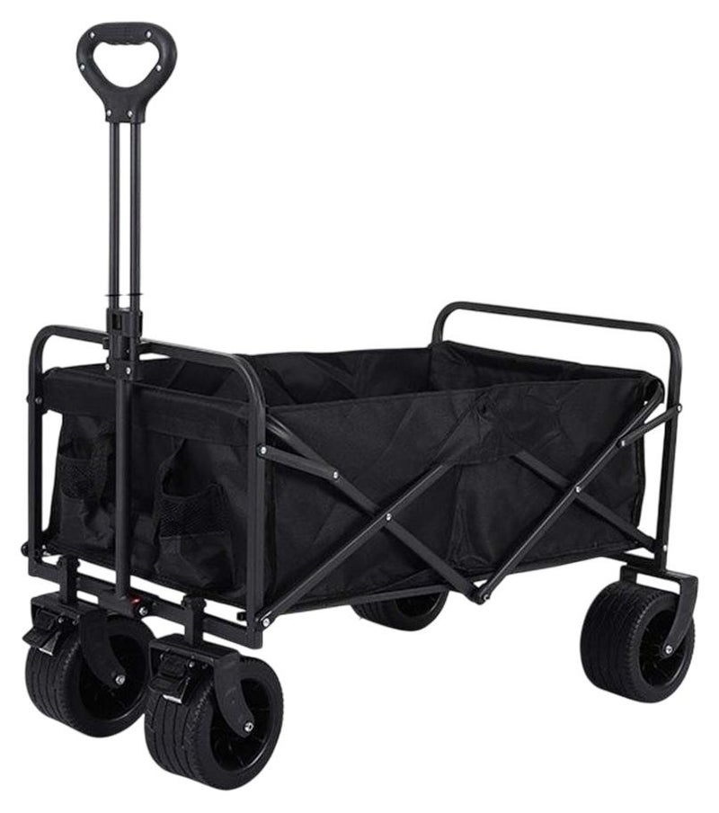 Huitich Heavy-Duty Folding Utility Wagon Cart with 4 Wheels – 97 x 51 x 56 cm, Black - Image 1