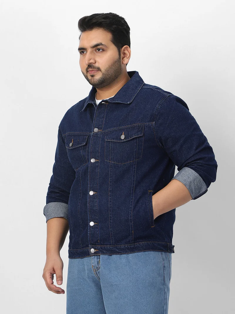 Urbano Fashion  Urbano Plus Men's Blue Regular Fit Washed Full Sleeve Denim Jacket  | Best Price UAE