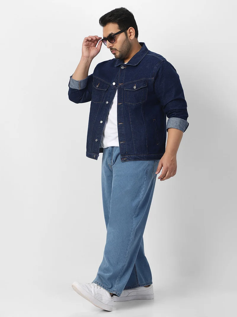 Urbano Fashion  Urbano Plus Men's Blue Regular Fit Washed Full Sleeve Denim Jacket  | Best Price UAE