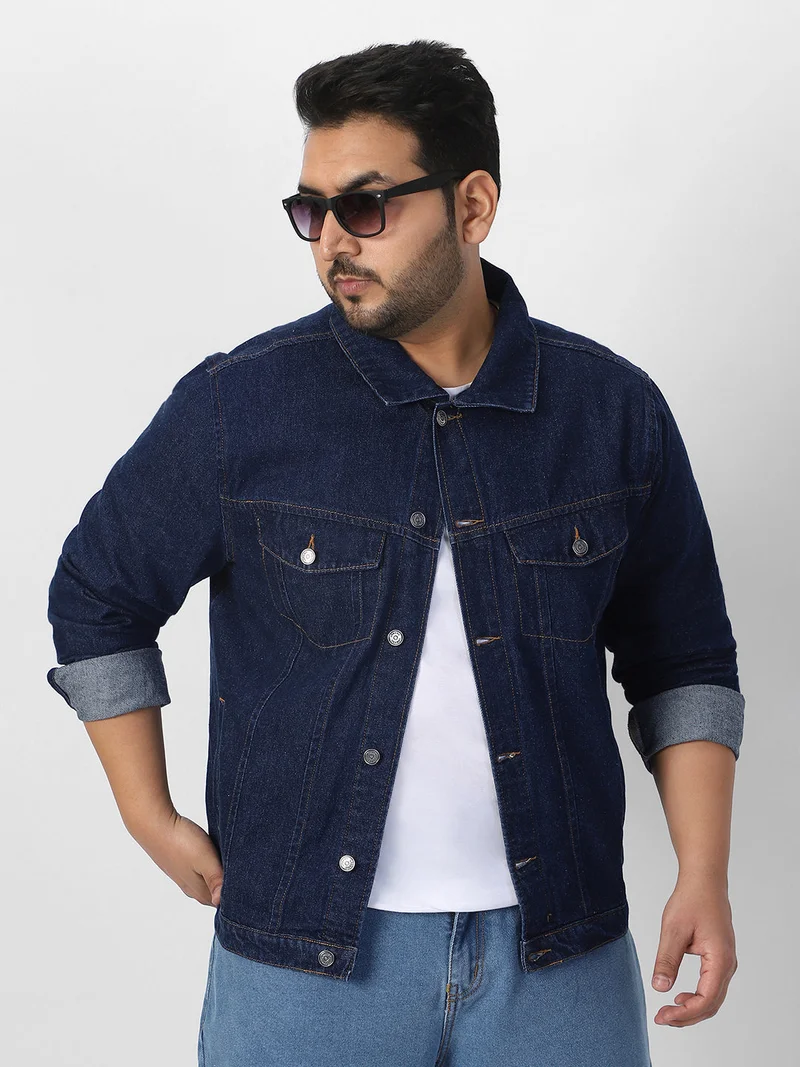Urbano Fashion  Urbano Plus Men's Blue Regular Fit Washed Full Sleeve Denim Jacket  | Best Price UAE