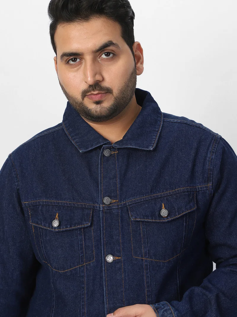 Urbano Fashion  Urbano Plus Men's Blue Regular Fit Washed Full Sleeve Denim Jacket  | Best Price UAE