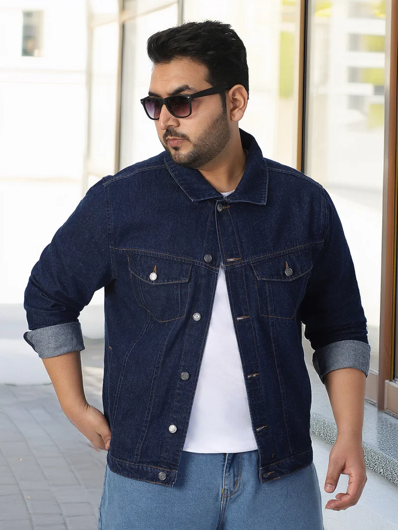 Urbano Plus Men's Blue Regular Fit Washed Full Sleeve Denim Jacket