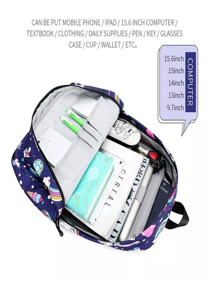 TYPIFY® Polyester Printed Waterproof Preppy Style Girls Women Backpack (Black Unicorn) - Image 5