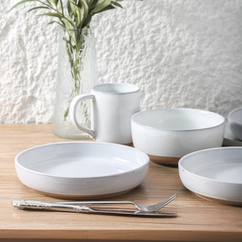 Tikooere Pasta Bowls 26 OZ,Ceramic Salad Serving Bowls Set of 4,Large 8.2 inch Shallow Bowls Plates for Soup,Fruit,Noodle,Dinner,Dishwasher & Microwave Safe,White - Image 4