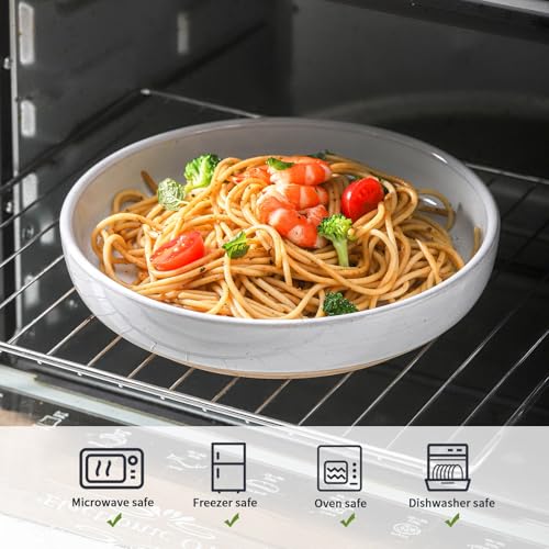 Tikooere Pasta Bowls 26 OZ,Ceramic Salad Serving Bowls Set of 4,Large 8.2 inch Shallow Bowls Plates for Soup,Fruit,Noodle,Dinner,Dishwasher & Microwave Safe,White - Image 3