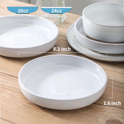 Tikooere Pasta Bowls 26 OZ,Ceramic Salad Serving Bowls Set of 4,Large 8.2 inch Shallow Bowls Plates for Soup,Fruit,Noodle,Dinner,Dishwasher & Microwave Safe,White - Image 2
