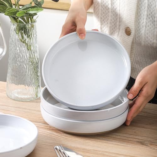 Tikooere Pasta Bowls 26 OZ,Ceramic Salad Serving Bowls Set of 4,Large 8.2 inch Shallow Bowls Plates for Soup,Fruit,Noodle,Dinner,Dishwasher & Microwave Safe,White - Image 5