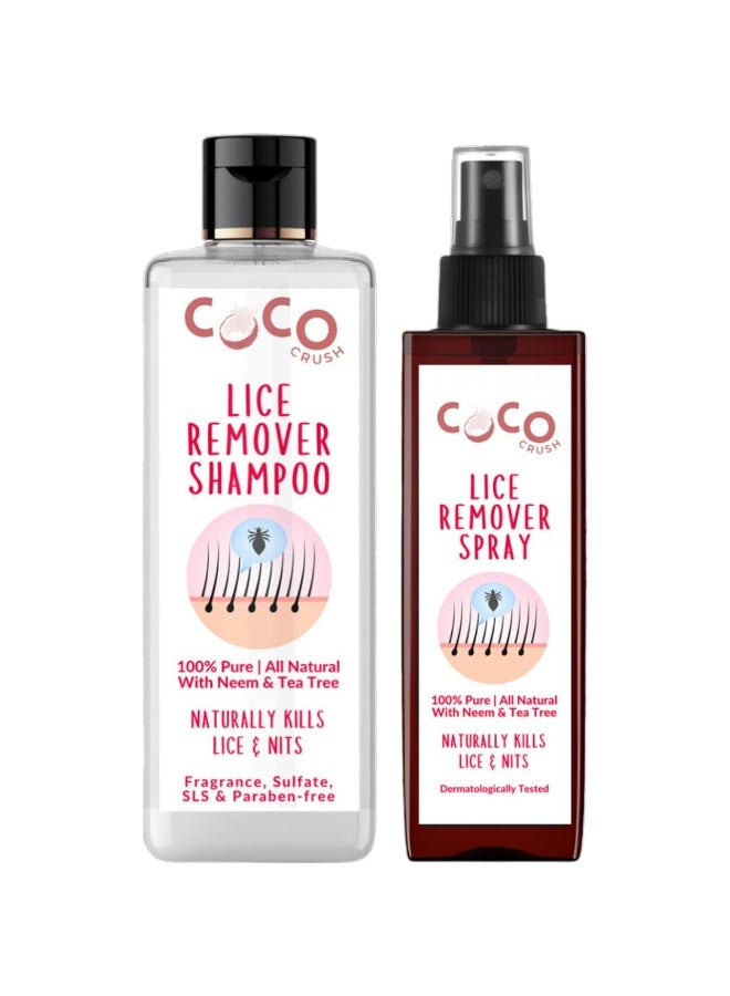 Coco Crush Ayurvedic Anti-Lice Combo: Lice Removal Shampoo & Hair Spray | 100% Natural | Kills Lice, Eggs & Nits | Safe for Kids | Neem, Tea Tree & Camphor (2*50ml) (100ml) - Image 1