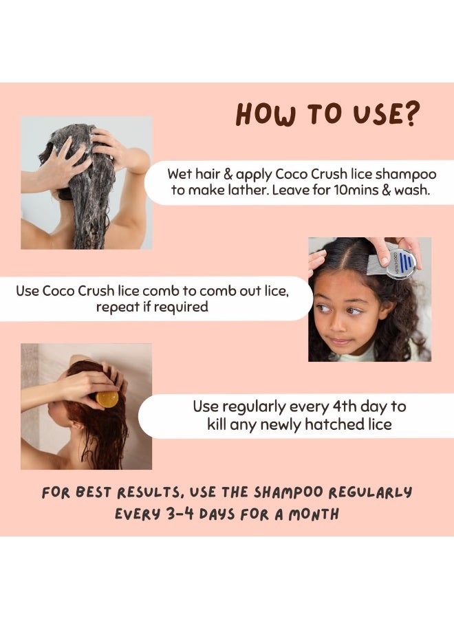 Coco Crush Ayurvedic Anti-Lice Combo: Lice Removal Shampoo & Hair Spray | 100% Natural | Kills Lice, Eggs & Nits | Safe for Kids | Neem, Tea Tree & Camphor (2*50ml) (100ml) - Image 2