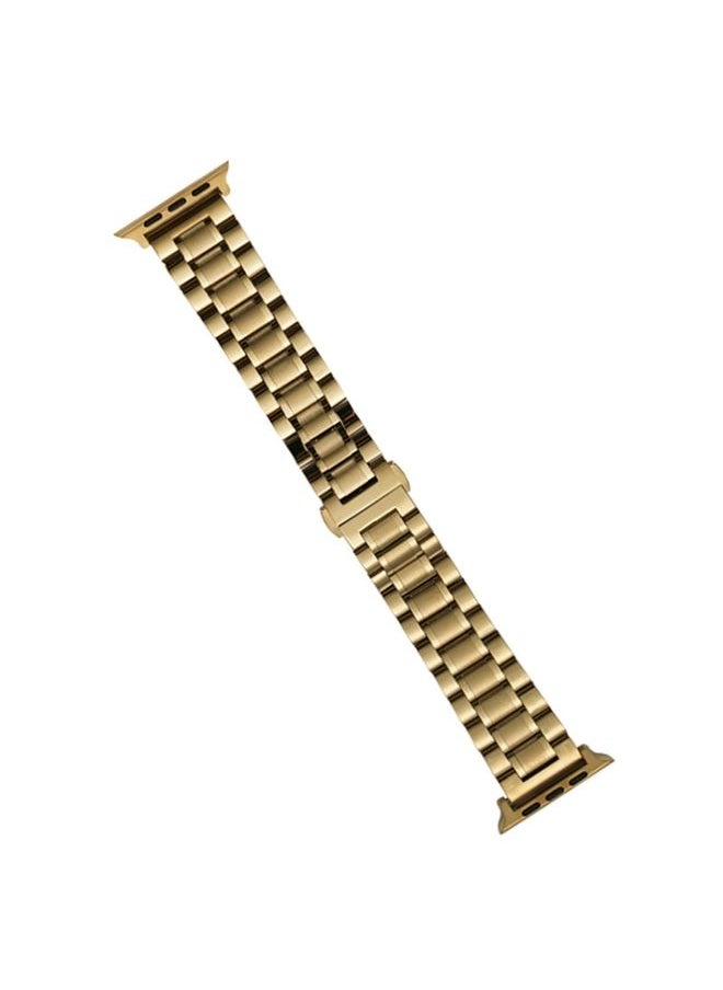 Generic Replacement Strap For Apple Watch Ultra 49mm Five-Beads Stainless Steel Watch Band Gold 