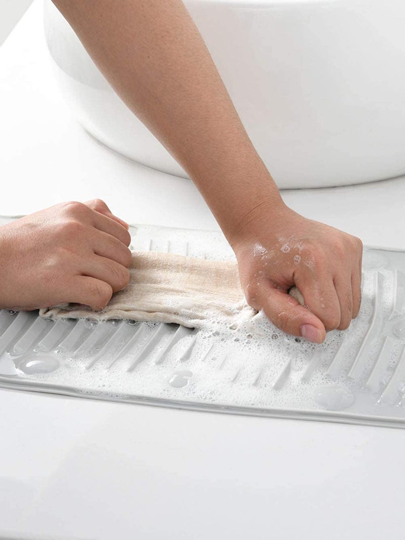 Wagmine Wagmine Silicone Anti Slip Household Washing Board Cleaning Laundry Mat Clothes Washboard Portable Washing Laundry Board Household Folding Clean Board for Kid Clothes Shirts Socks Grey 44 24 cm  - Image 2