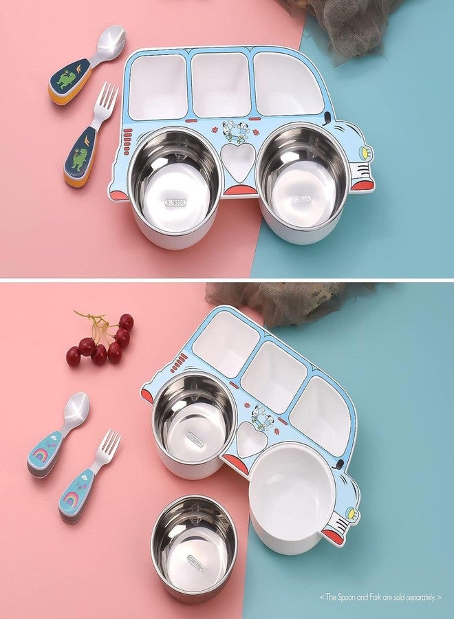 Everhype Kids Divided Plate for Babies and Kids Truck Shaped Separated Plates for Food Serving | Kids Food Plate | Dinner Set for Baby Kids (Blue) - Image 3