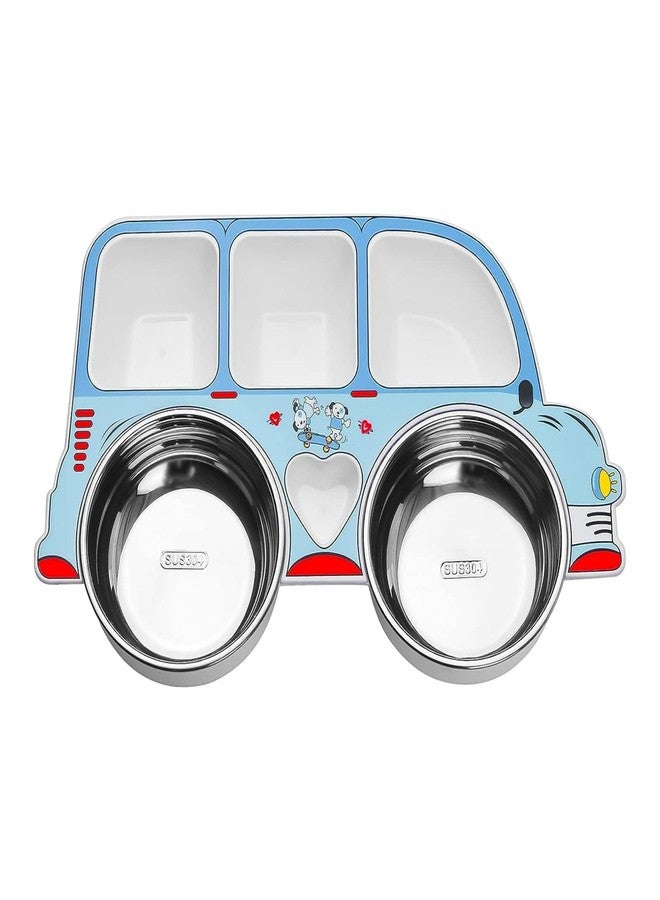 Everhype Kids Divided Plate for Babies and Kids Truck Shaped Separated Plates for Food Serving | Kids Food Plate | Dinner Set for Baby Kids (Blue) - Image 1