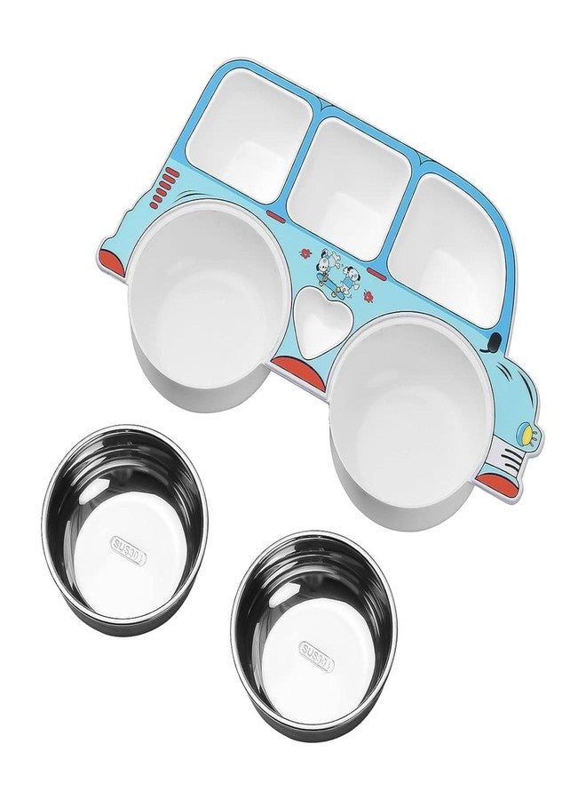 Everhype Kids Divided Plate for Babies and Kids Truck Shaped Separated Plates for Food Serving | Kids Food Plate | Dinner Set for Baby Kids (Blue) - Image 2