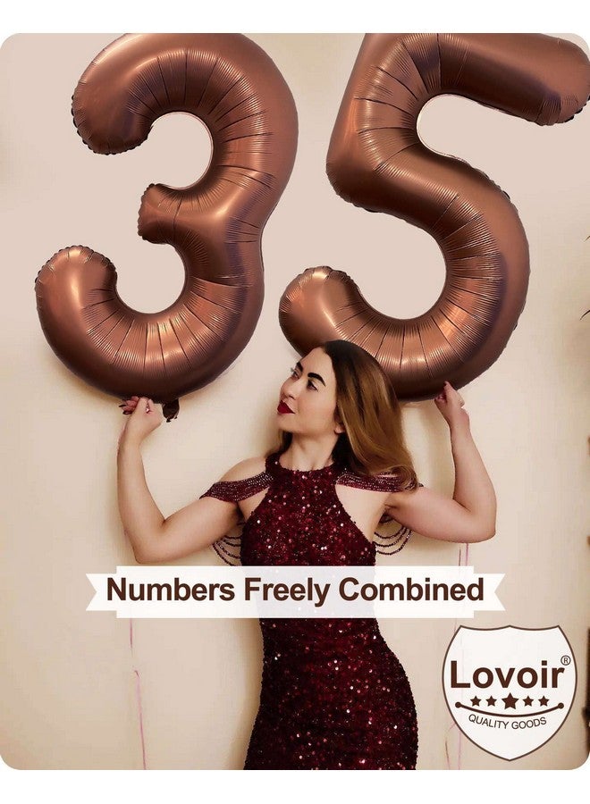 Lovoir بالون رقم 2 بني اللون مقاس 40 بوصة، كبير الحجم، مصنوع من رقائق المايلر، بالونات هيليوم بنية اللون، لتزيين حفلات أعياد الميلاد، والتخرج، والذكرى السنوية، وحفلات استقبال المولود، والتقاط الصور - Image 4