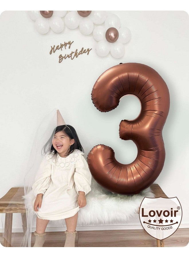 Lovoir بالون رقم 2 بني اللون مقاس 40 بوصة، كبير الحجم، مصنوع من رقائق المايلر، بالونات هيليوم بنية اللون، لتزيين حفلات أعياد الميلاد، والتخرج، والذكرى السنوية، وحفلات استقبال المولود، والتقاط الصور - Image 5