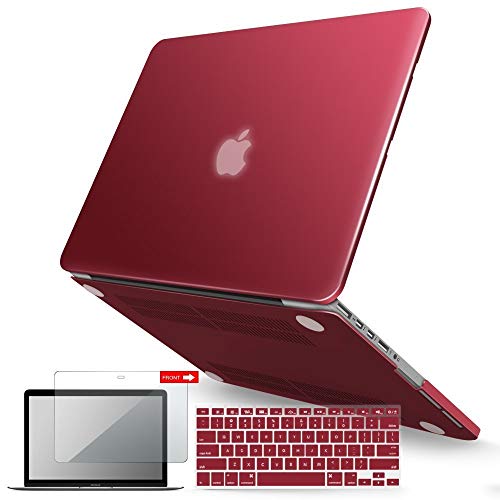 IBENZER Compatible with MacBook Pro 15 Inch Case 2015 2014 2013 2012 A1398, Hard Shell Case & Keyboard Cover & Screen Protector for Old Version Apple Mac Retina 15, Wine Red, R15WR+2 - Image 1