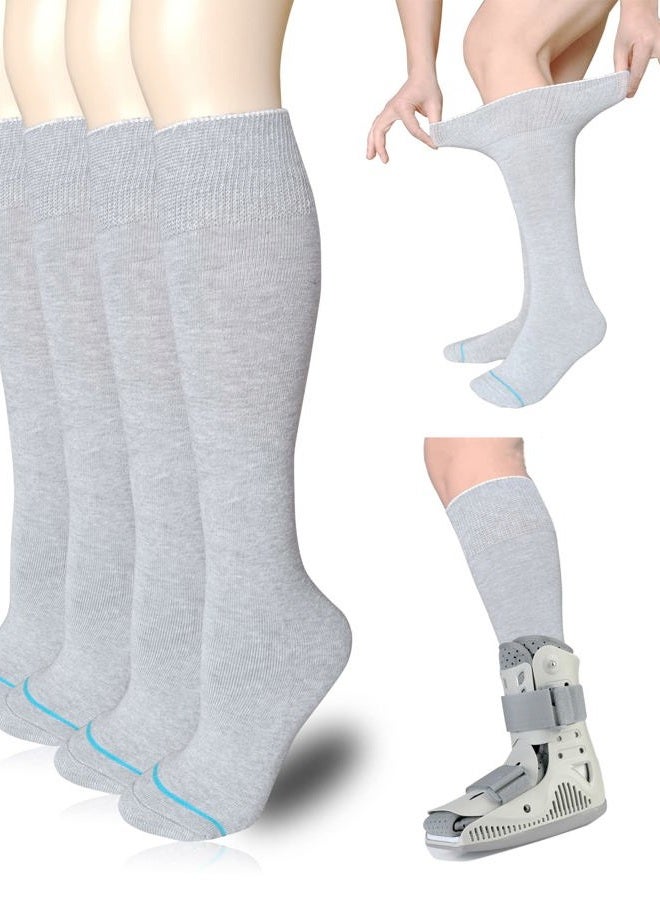 VEIGIKE Replacement Sock Liner for Orthopedic Walking Boots Walker Brace,Tube Socks Under Air Cam Walkers and Fracture Boot Cast Shoe Surgical Leg Cover Grey 4 Pair - Image 1