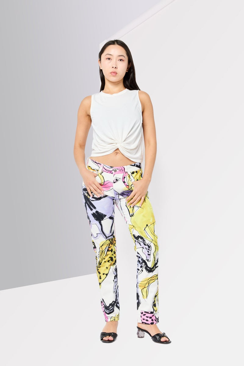 STELLA MCCARTNEY Women Regular Fit Allover Print Stretchable Denim Jeans, Multicolor  - Image 2
