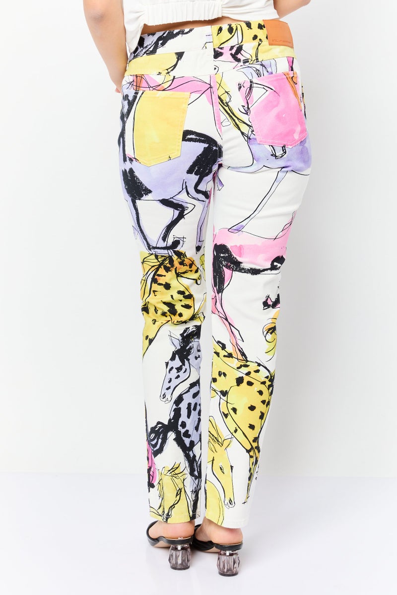STELLA MCCARTNEY Women Regular Fit Allover Print Stretchable Denim Jeans, Multicolor  - Image 4