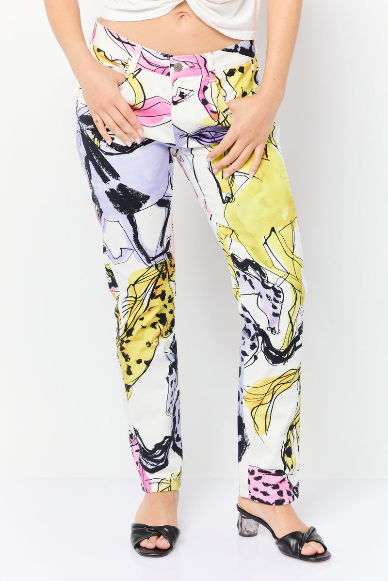 STELLA MCCARTNEY Women Regular Fit Allover Print Stretchable Denim Jeans, Multicolor  - Image 1