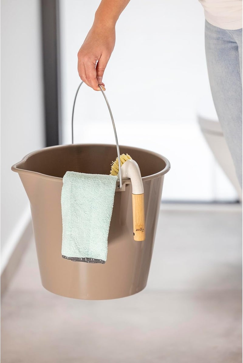 Vigar Zeroline 2 Pack Scrub Brushes for Cleaning Scrub Brush with Ergonomic Bamboo Handle for Bathroom Shower Bathtub Floor Tile Wall Gray Green - Image 3