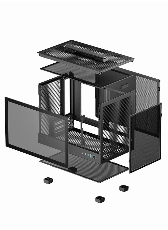 DEEPCOOL - DEEPCOOL Mini-ITX Computer Case, for ITX Motherboard | Portable | High Air Flow | Excellent Exhaust, Tempered Glass | CH160 | Black - Image 1