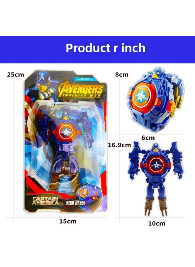 Generic - Projection Ultraman Avengers League Of Legends Transformation Light Electronic Deformation Watch Children's Watch Toys Gifts-Color:3025 Red Ultraman Transformation [24 Picture Projection + Time] - Image 1