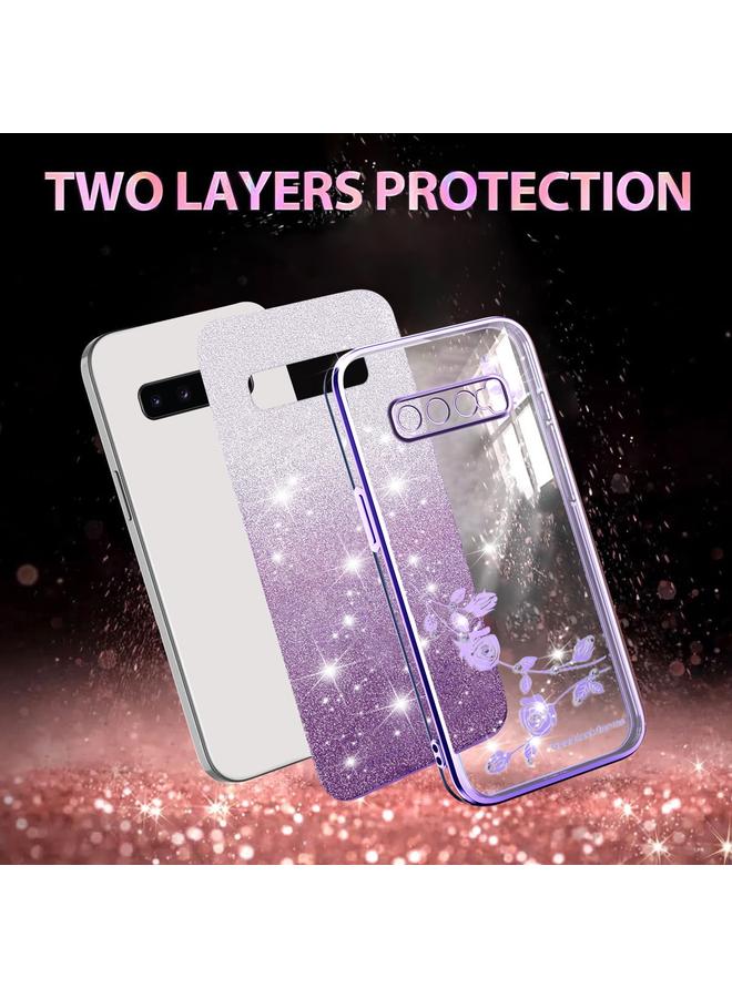 اس-توب جراب لهاتف Samsung Galaxy S10+ جراب هاتف شامل بنقشة زهور لامعة متدرجة - Image 2