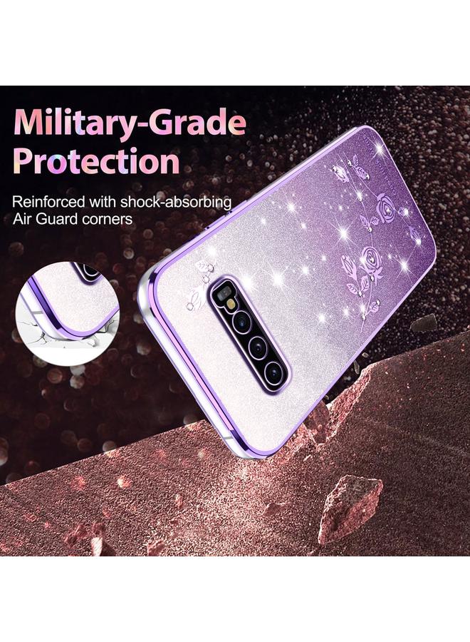 اس-توب جراب لهاتف Samsung Galaxy S10+ جراب هاتف شامل بنقشة زهور لامعة متدرجة - Image 4