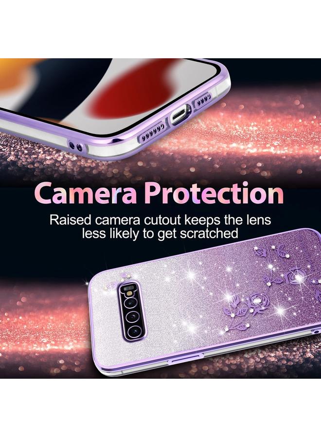 اس-توب جراب لهاتف Samsung Galaxy S10+ جراب هاتف شامل بنقشة زهور لامعة متدرجة - Image 5