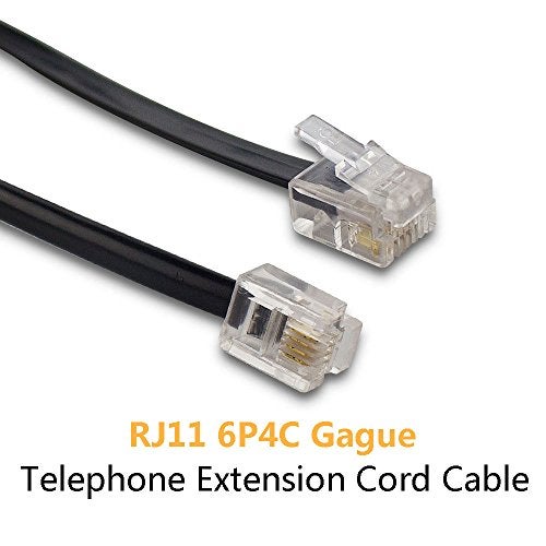 Uvital Phone Extension Cord 33 Ft, Telephone Cable with Standard RJ11 Plug and 1 in-Line Couplers and 20 Cable Clip Holders, Black - Image 2