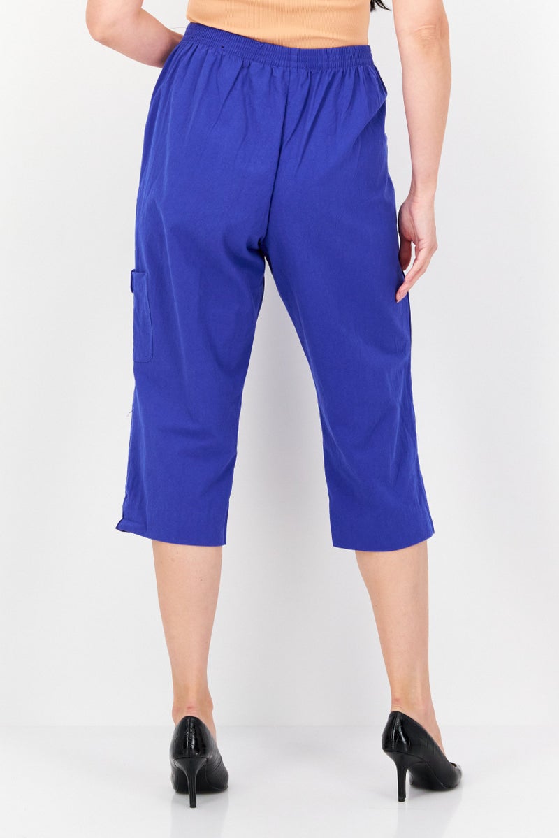 Alfred Dunner Women Regular Fit Plain Capri Pants, Blue - Image 2