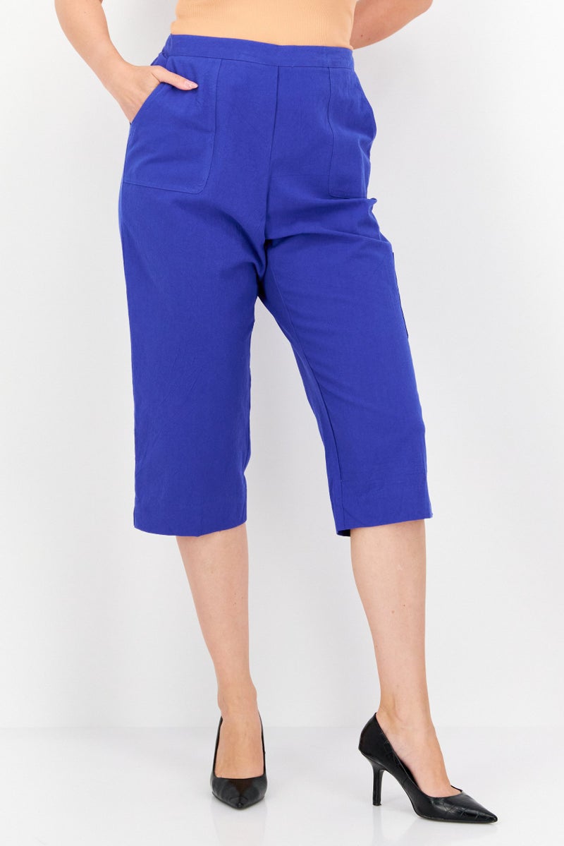 Alfred Dunner Women Regular Fit Plain Capri Pants, Blue - Image 1