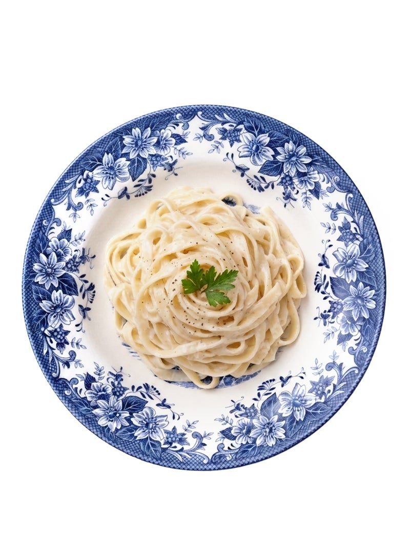 Claytan Earthenware Classic Blue Windmill & Floral Pattern Soup Pasta Plate, 9.2 Inch, White (Set of 4) | Premium Soup & Pasta Bowl Plate for Noodles,Curry, Risotto & Salads|Vintage Tableware for Home - Image 5