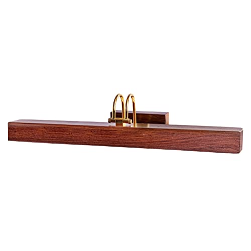 Green House Handmade Sheesham Wood Wall Light for Dressing Table/Mirror/Vanity/Bedroom/Bathroom/Living Room with 20W in-Built Warm White LED/2 feet Wide with Gold Plated Brass Bands/Rivets/Moving Set - Image 2