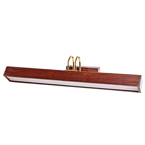 Green House Handmade Sheesham Wood Wall Light for Dressing Table/Mirror/Vanity/Bedroom/Bathroom/Living Room with 20W in-Built Warm White LED/2 feet Wide with Gold Plated Brass Bands/Rivets/Moving Set - Image 5