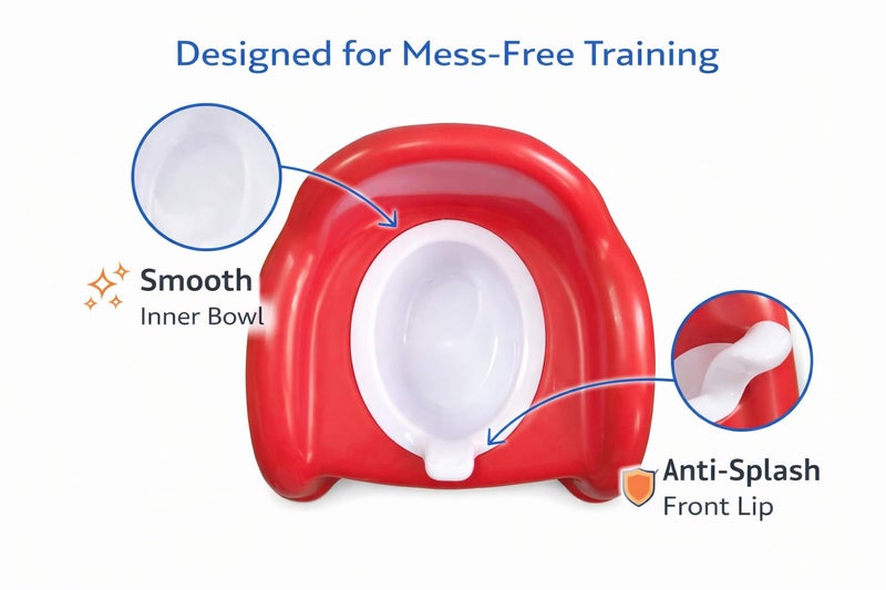 Maanit Baby Toilet Training Potty Seat with Upper Closing Lid with Removable Bowl (Red) - Image 5