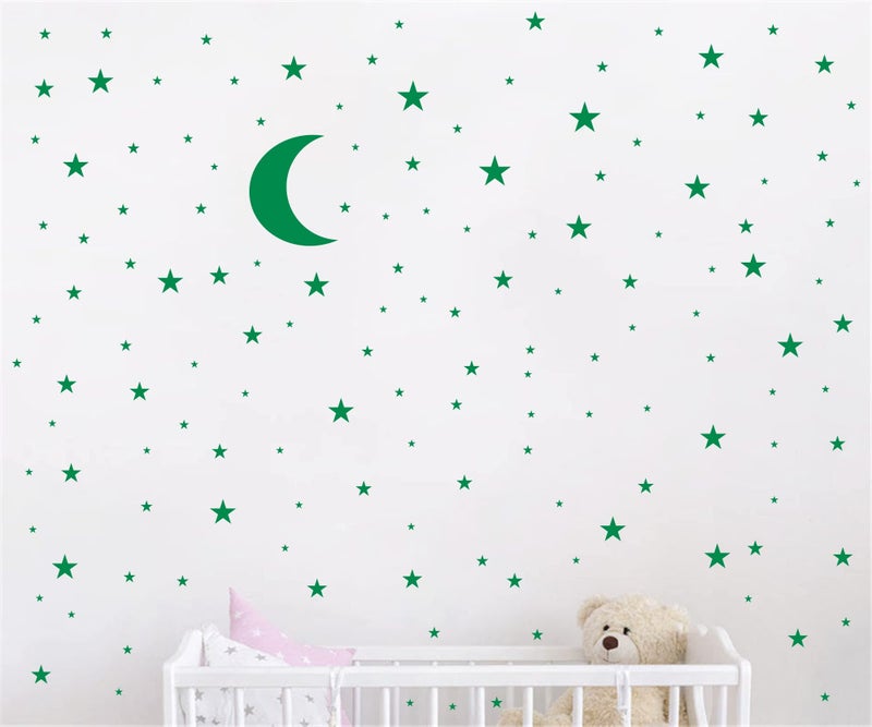 JURUOXIN Moon and Stars Wall Decal Vinyl Sticker for Kids Boy Girls Baby Room Decoration Good Night Nursery Wall Decor Home House Bedroom Design YMX16 (Green) - Image 2