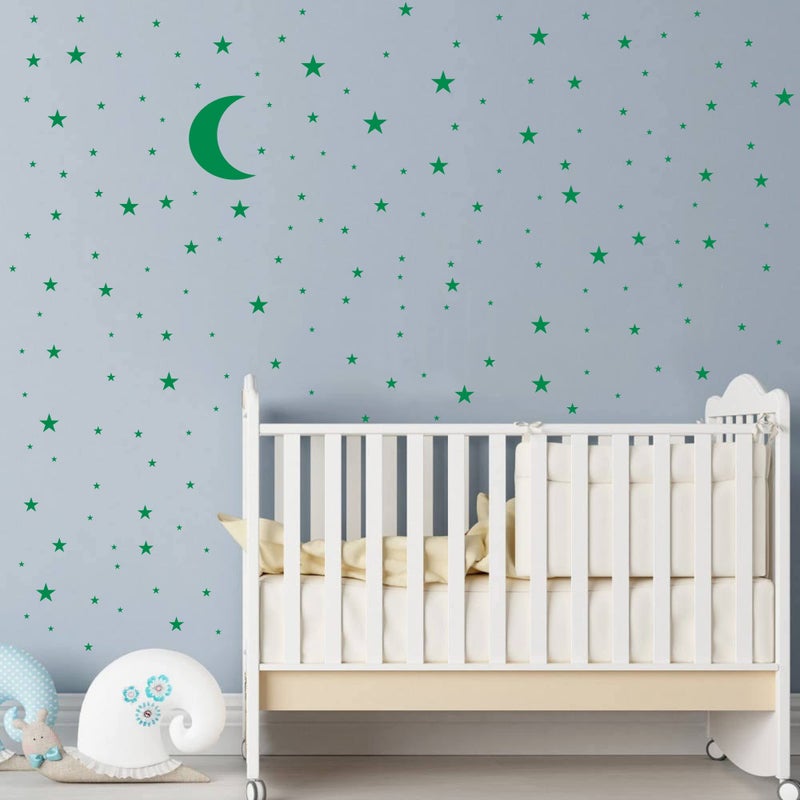 JURUOXIN Moon and Stars Wall Decal Vinyl Sticker for Kids Boy Girls Baby Room Decoration Good Night Nursery Wall Decor Home House Bedroom Design YMX16 (Green) - Image 4