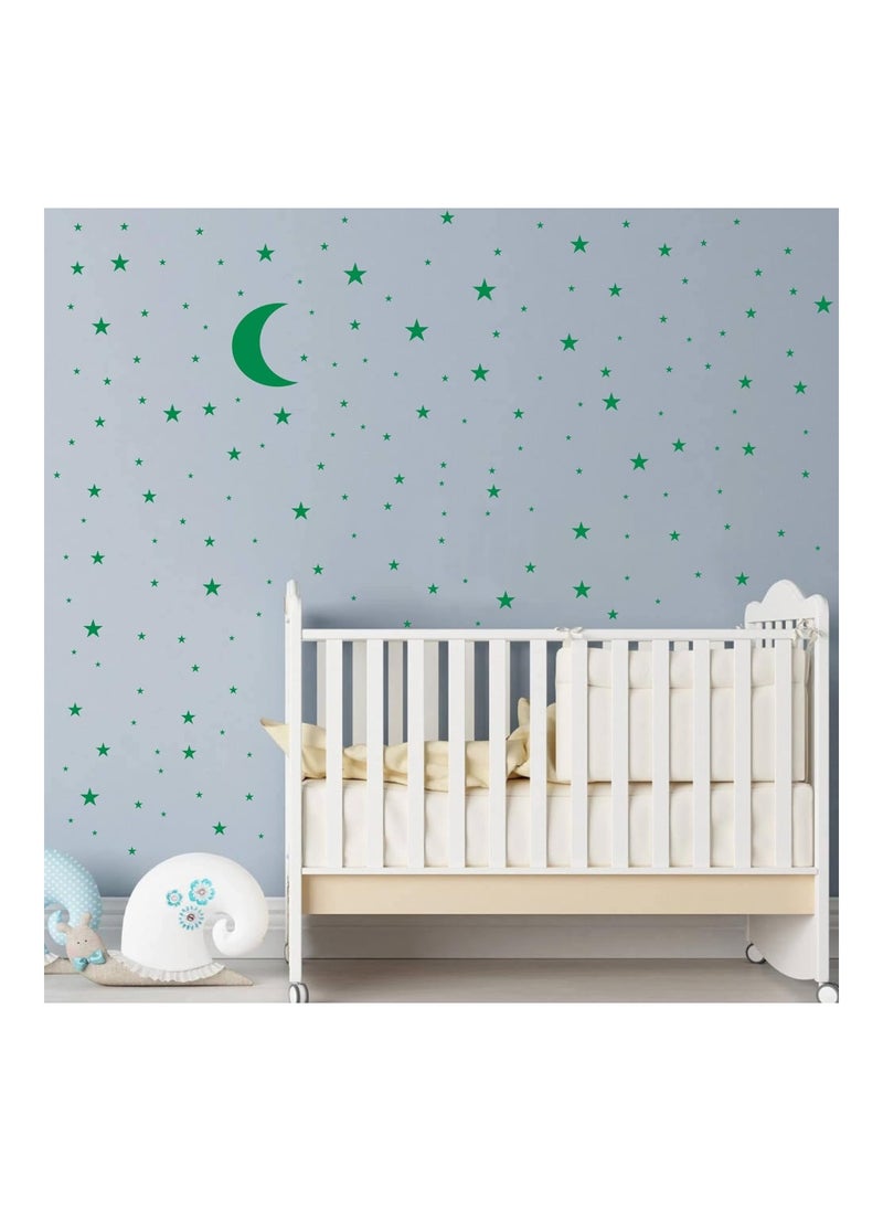 JURUOXIN Moon And Stars Wall Decal Vinyl Sticker Room Decoration Green  - Image 4
