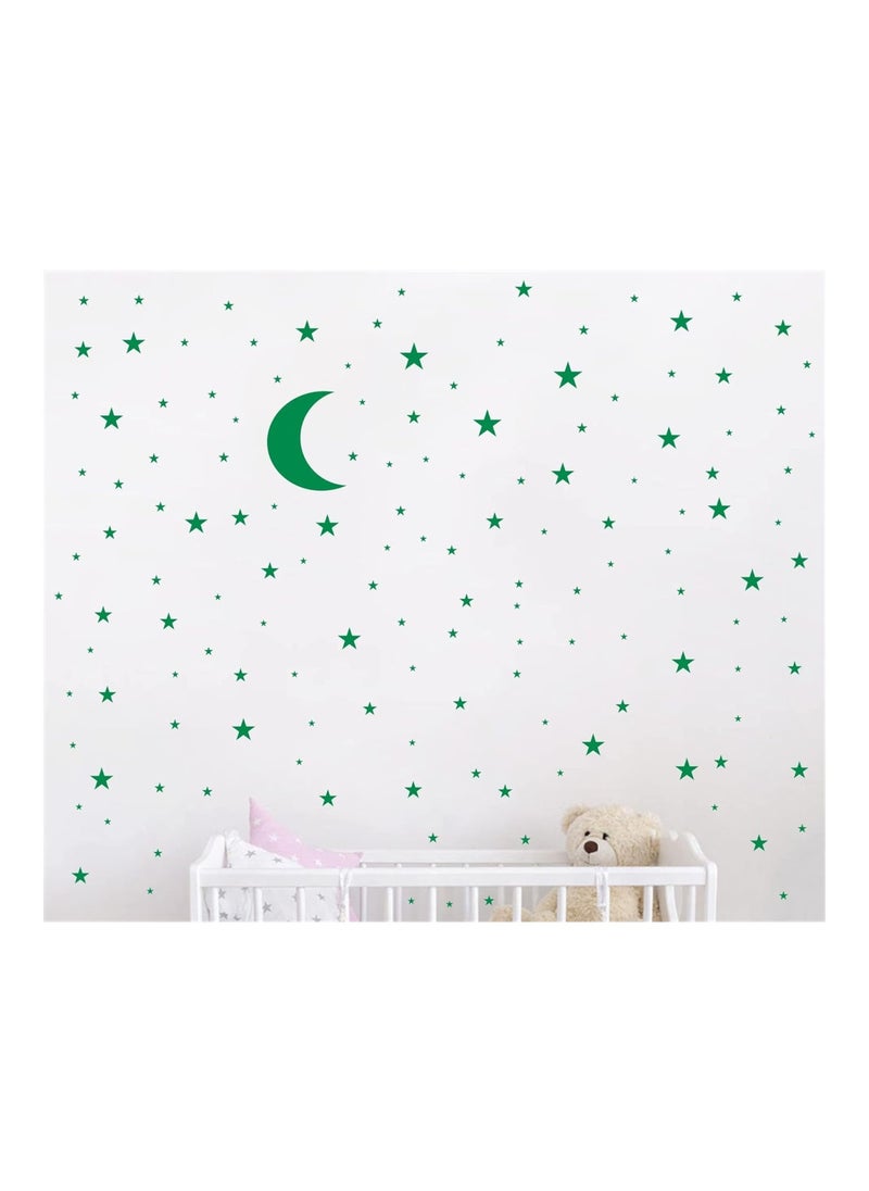 JURUOXIN Moon And Stars Wall Decal Vinyl Sticker Room Decoration Green  - Image 2